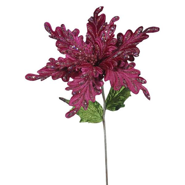 15" Artificial Mauve Velvet Poinsettia Flower Pick (3 pack)
