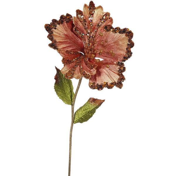 23" Artificial Copper Hibiscus Flower (3 pack)