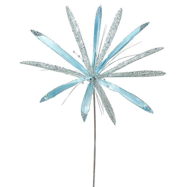 24" Artificial Sea Blue Velvet Papyrus Flower (3 pack)