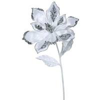 Vickerman 22" Artificial White Velvet Magnolia Flower (3 pack)