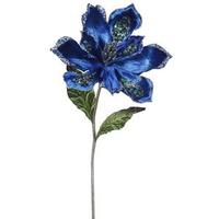 Vickerman 22" Artificial Blue Velvet Magnolia Flower (3 pack)