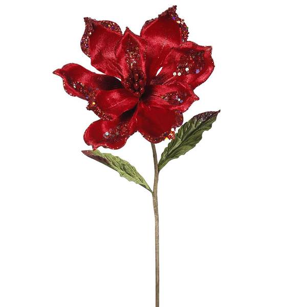 22" Artificial Red Velvet Magnolia Flower (3 pack)