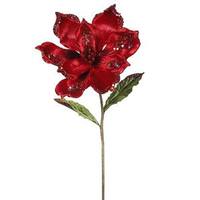Vickerman 22" Artificial Red Velvet Magnolia Flower (3 pack)