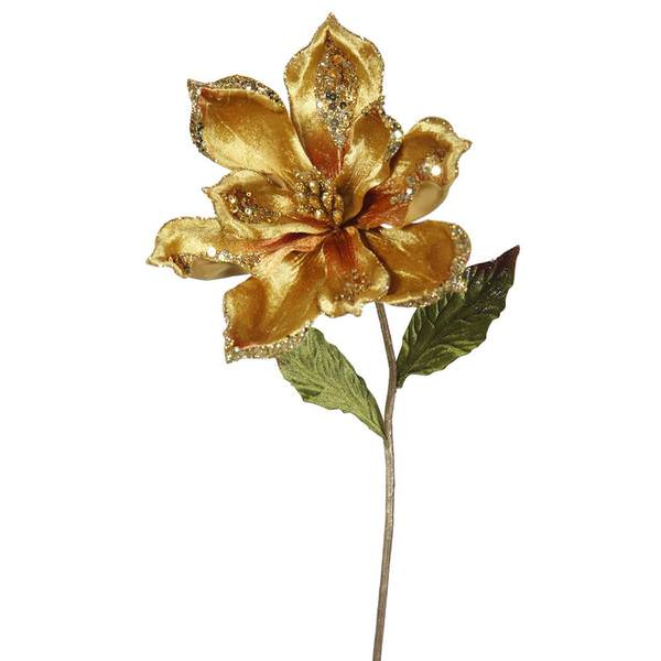 22" Artificial Gold Velvet Magnolia Flower (3 pack)