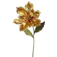 Vickerman 22" Artificial Gold Velvet Magnolia Flower (3 pack)