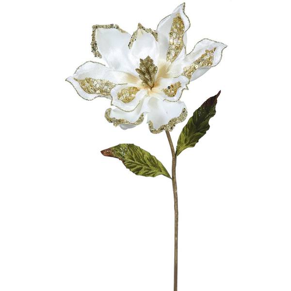 22" Artificial Cream Velvet Magnolia Flower (3 pack)