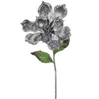 Vickerman 22" Artificial Pewter Velvet Magnolia Flower (3 pack)