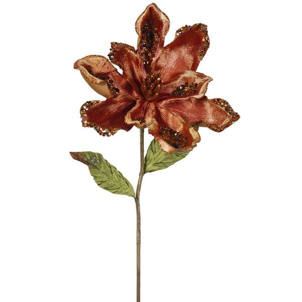 22" Artificial Copper Velvet Magnolia Flower (3 pack)