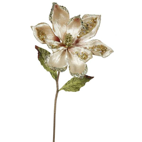 22" Artificial Champagne Velvet Magnolia Flower (3 pack)