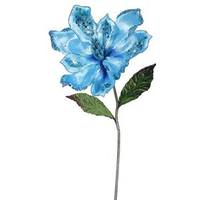 Vickerman 22" Artificial Sky Blue Velvet Magnolia Flower (3 pack)