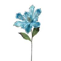 Vickerman 22" Artificial Sea Blue Velvet Magnolia Flower (3 pack)