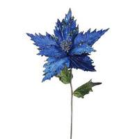 Vickerman 26" Artificial Blue Velvet Poinsettia Flower (3 pack)