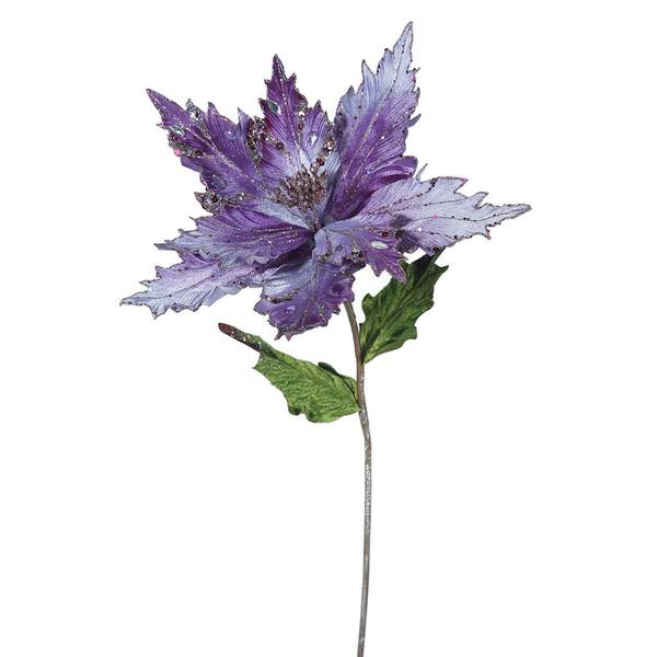 26" Artificial Purple Velvet Poinsettia Flower (3 pack)