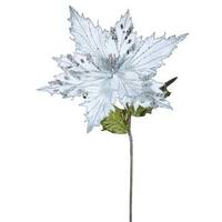 Vickerman 26" Artificial Silver Velvet Poinsettia Flower (3 pack)
