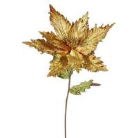 Vickerman 26" Artificial Gold Velvet Poinsettia Flower (3 pack)