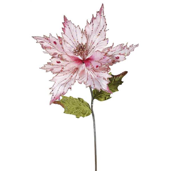 26" Artificial Pink Velvet Poinsettia Flower (3 pack)