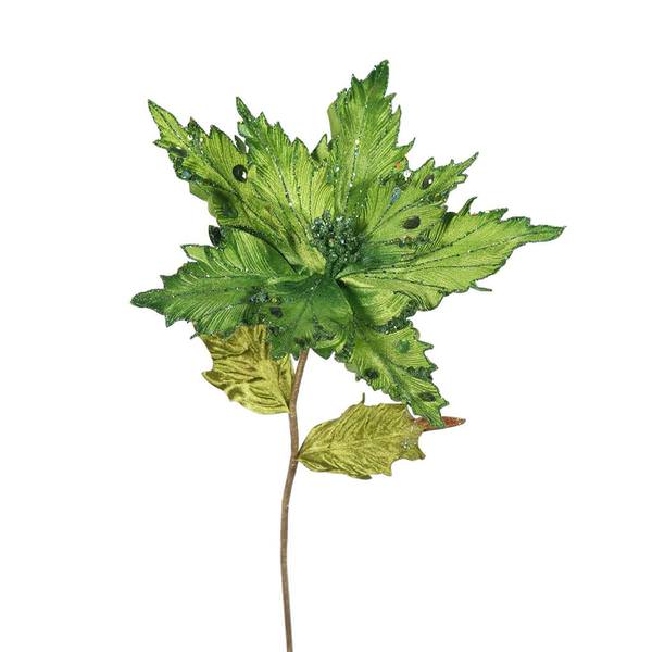 26" Artificial Lime Velvet Poinsettia Flower (3 pack)