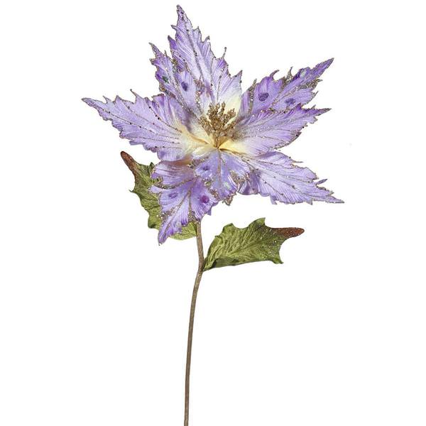 26" Artificial Violet Velvet Poinsettia Flower (3 pack)