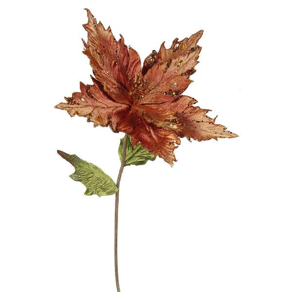 26" Artificial Copper Velvet Poinsettia Flower (3 pack)