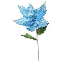 Vickerman 26" Artificial Sky Blue Velvet Poinsettia Flower (3 pack)
