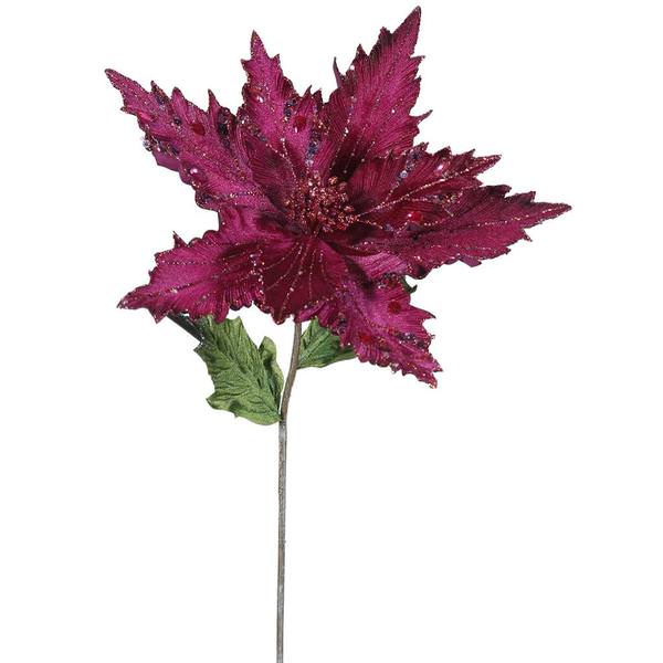 26" Artificial Mauve Velvet Poinsettia Flower (3 pack)
