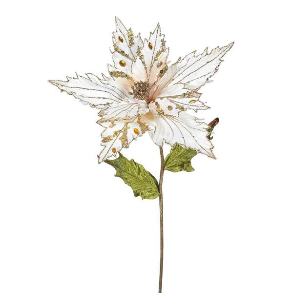 26" Artificial Rose Gold Velvet Poinsettia Flower (3 pack)
