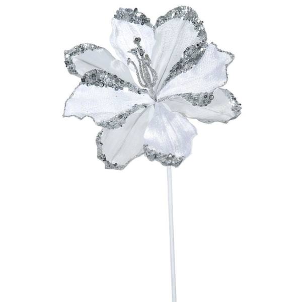 20" Artificial White Velvet Amaryllis Flower (3 pack)