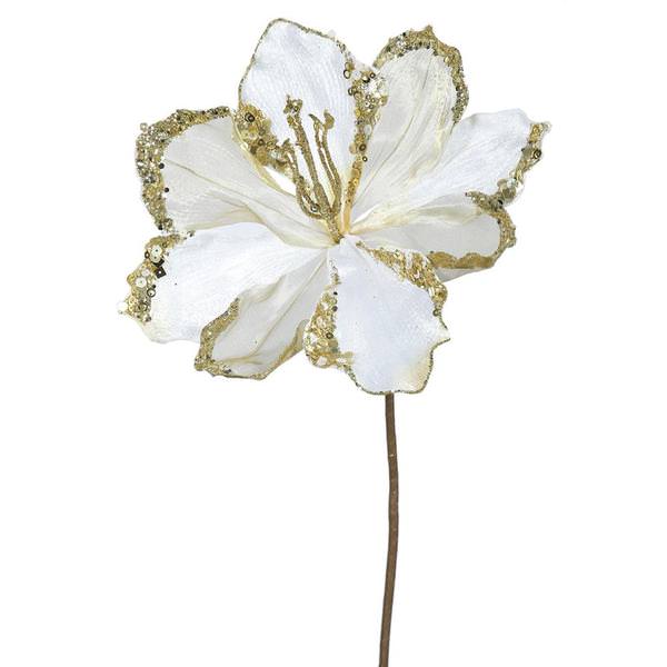 20" Artificial Cream Velvet Amaryllis Flower (3 pack)