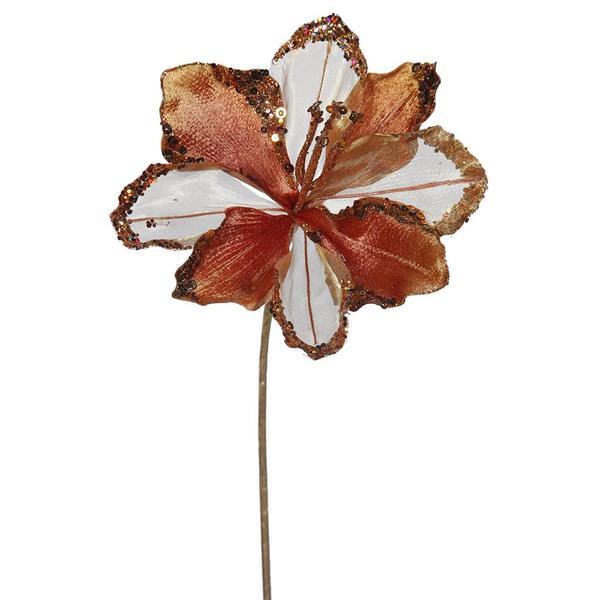20" Artificial Copper Velvet Amaryllis Flower (3 pack)