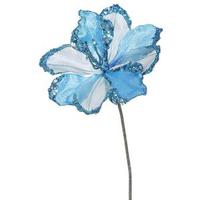 Vickerman 20" Artificial Sky Blue Velvet Amaryllis Flower (3 pack)