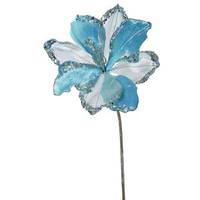 Vickerman 20" Artificial Sea Blue Velvet Amaryllis Flower (3 pack)