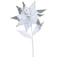 Vickerman 26" Artificial White Velvet Poinsettia Flower (3 pack)