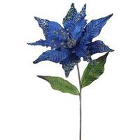 Vickerman 26" Artificial Blue Velvet Poinsettia Flower (3 pack)