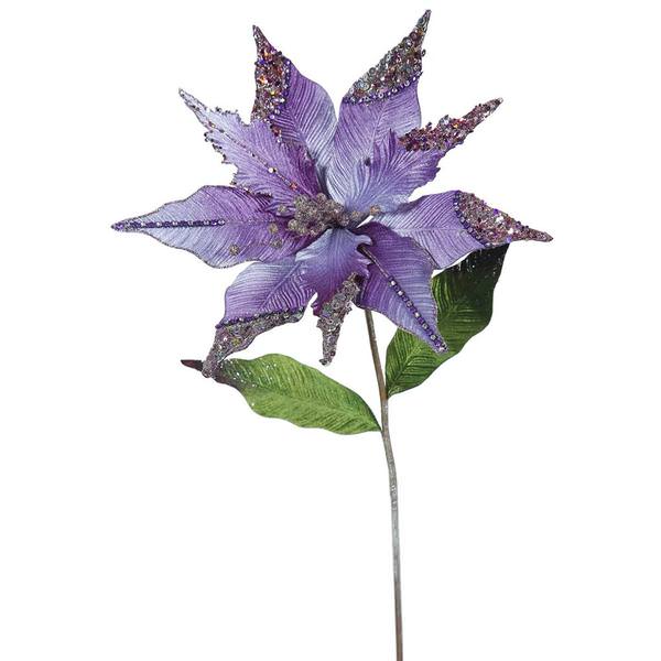 26" Artificial Purple Velvet Poinsettia Flower (3 pack)