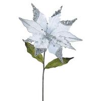 Vickerman 26" Artificial Silver Velvet Poinsettia Flower (3 pack)