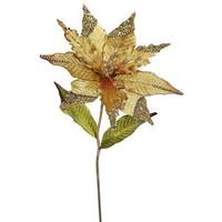 Vickerman 26" Artificial Gold Velvet Poinsettia Flower (3 pack)