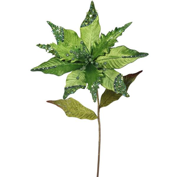 26" Artificial Lime Velvet Poinsettia Flower (3 pack)