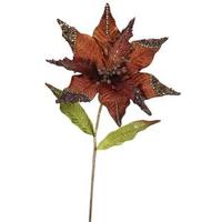 Vickerman 26" Artificial Chocolate Velvet Poinsettia Flower (3 pack)