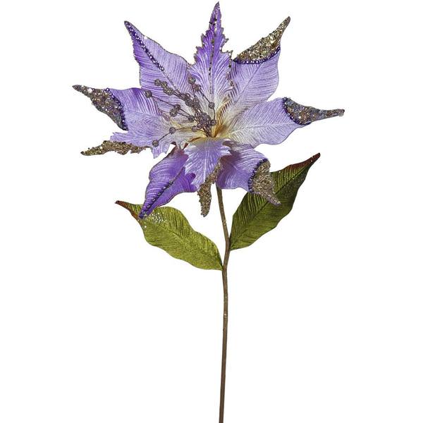 26" Artificial Violet Velvet Poinsettia Flower (3 pack)