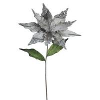 Vickerman 26" Artificial Pewter Velvet Poinsettia Flower (3 pack)