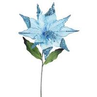Vickerman 26" Artificial Sky Blue Velvet Poinsettia Flower (3 pack)