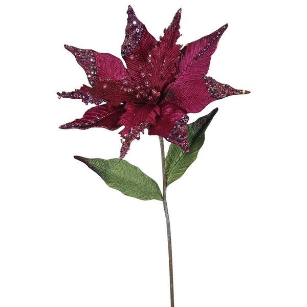26" Artificial Mauve Velvet Poinsettia Flower (3 pack)