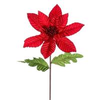 Vickerman 22" Red Velvet Glitter Trim Poinsettia Spray (6 Pack)