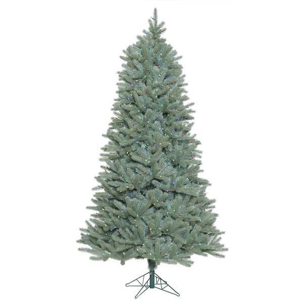 10' x 68" Artificial Slim Colorado Blue Spruce with 1,450 Multi Color LED Lights
