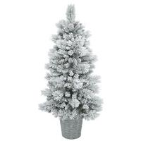 Vickerman 5' x 30" Artificial Potted Flocked Ashton Pine Tree
