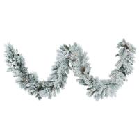 Vickerman 9' Artificial Flocked Ashton Garland 50 Warm White LED Lights