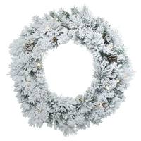 Vickerman 30" Flocked Ashton Wreath 50 Warm White LED Lights