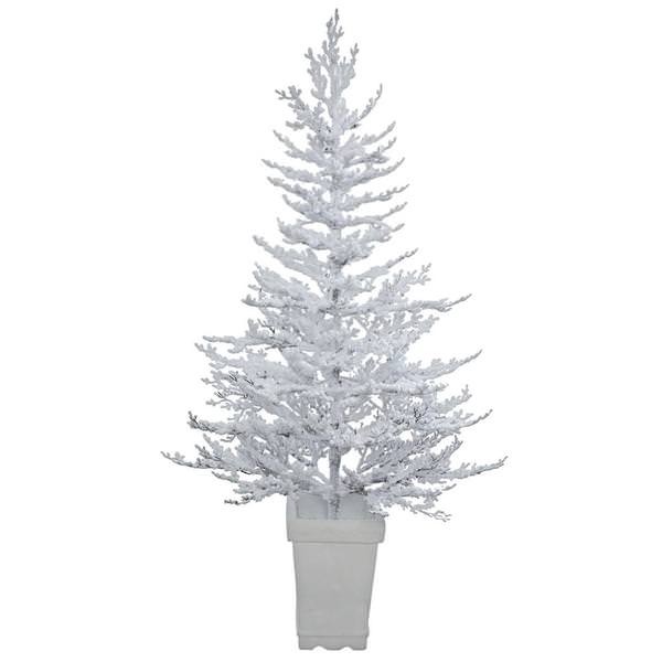 5' x 42" Artificial Potted Flocked Winter Twig Tree