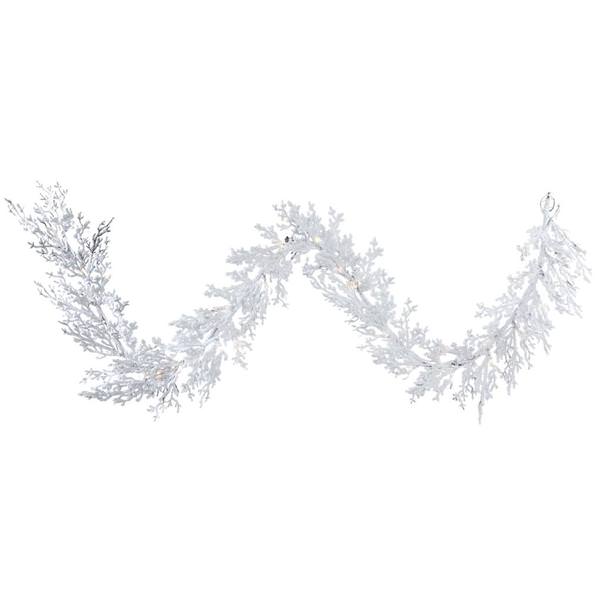 9' Artificial Flocked Winter Twig Garland with 50 Clear Lights