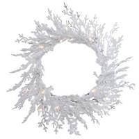 Vickerman 30" Artificial Flocked Winter Twig Wreath 50 Clear Lights